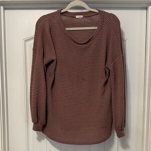 Cozy  Plum Waffle Knit Sweater